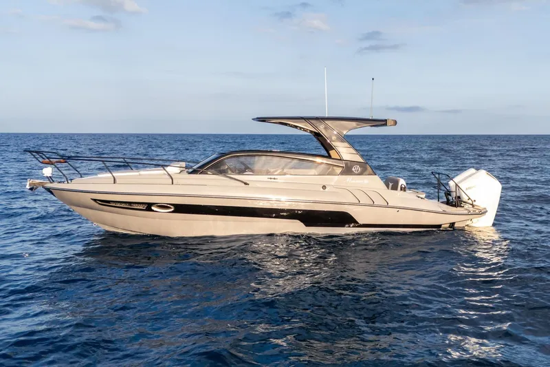  Yacht Photos Pics Luxury Hanover 305 yacht cruising on open sea, 2026 model.