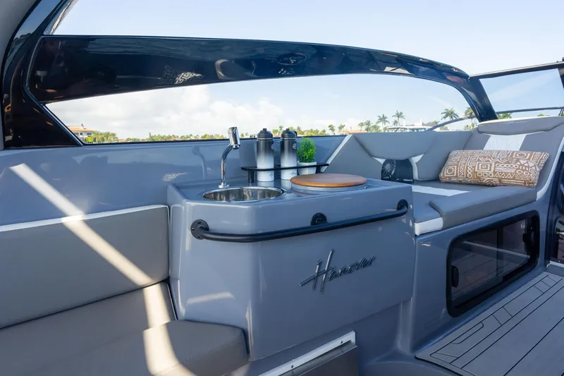  Yacht Photos Pics Luxurious interior of 2026 Hanover 305 yacht with sleek design and modern amenities.