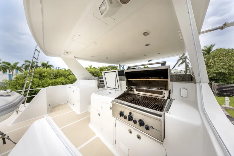 Journey Yacht Photos Pics Outdoor grill area on 2008 Outer Reef Yachts 650 Motoryacht, featuring spacious deck and modern amenities.