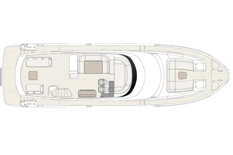 T&b Yacht Photos Pics Manufacturer Provided Image: Top view layout of 2025 Azimut Magellano 66 yacht, showcasing deck design and seating arrangement.