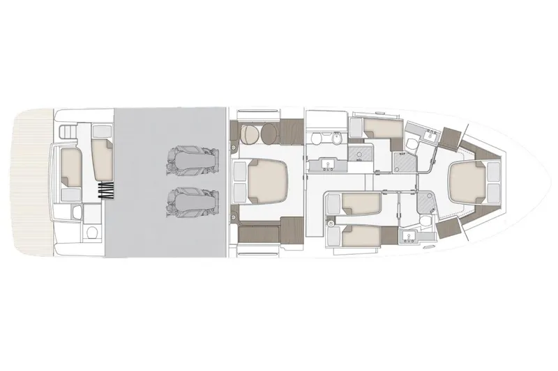 T&b Yacht Photos Pics Manufacturer Provided Image: Floor plan of 2025 Azimut Magellano 66 yacht, showcasing cabin and layout design.