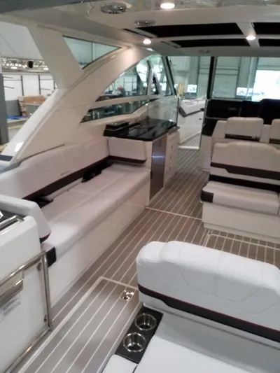  Yacht Photos Pics Interior of 2020 Formula 430 Super Sport Crossover yacht with luxurious seating and modern design.