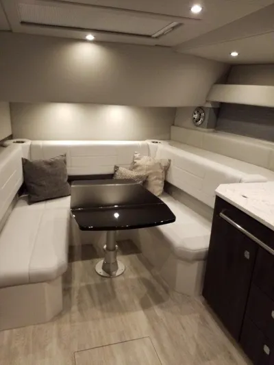  Yacht Photos Pics Luxurious interior of 2020 Formula 430 Super Sport Crossover with elegant seating and modern decor.