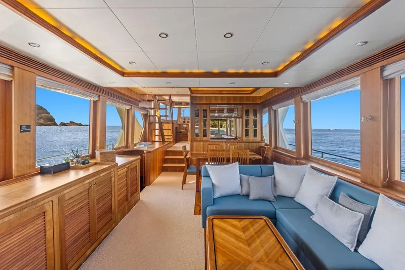 Sedna Yacht Photos Pics Luxurious interior of 2020 Jet Tern SELENE 72 yacht with ocean view.