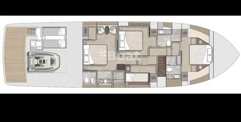 Orca Yacht Photos Pics Floor plan of 2023 Cranchi Sessantasette 67 yacht, showcasing interior layout and design.