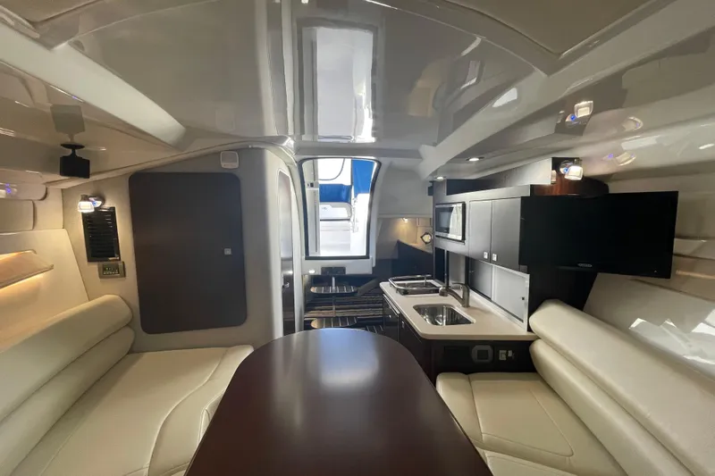  Yacht Photos Pics Luxurious interior of a 2019 Monterey 295 Sport Yacht with modern amenities.