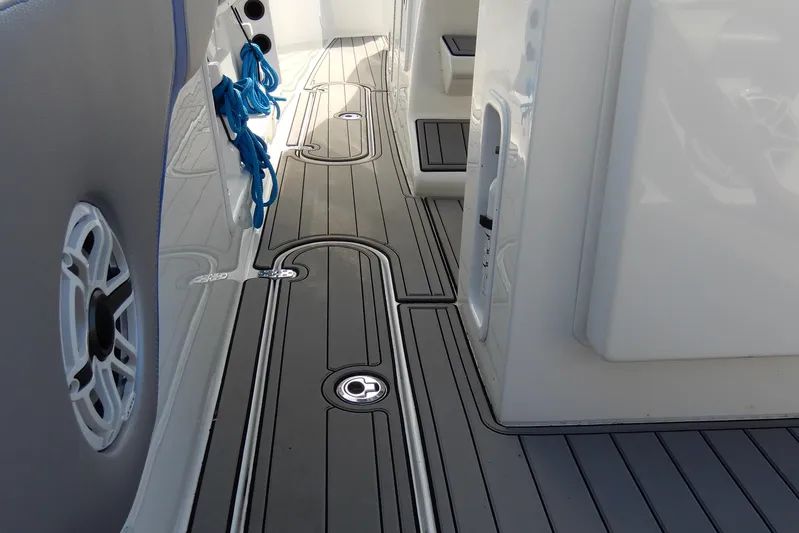  Yacht Photos Pics 2021 Concept 32' Open Deck boat interior with sleek flooring and modern design elements.