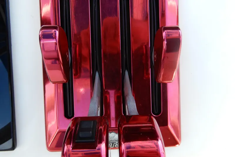  Yacht Photos Pics Red throttle controls on a 2021 Concept 32' Open Deck boat.