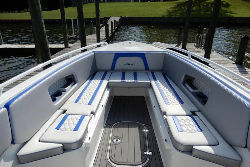  Yacht Photos Pics Luxurious 2021 Concept 32' Open Deck boat with stylish seating and modern design.