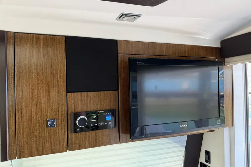 Osa Yacht Photos Pics Interior of 2012 Cruisers Yachts 41 Cantius with Sony TV and Fusion audio system.
