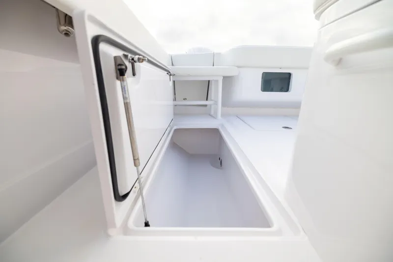  Yacht Photos Pics 2022 Jupiter 38 HFS boat storage compartment, open and spacious design.
