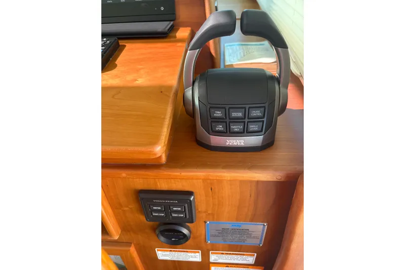  Yacht Photos Pics Control panel of 2023 Sabre 45 Salon Express with Volvo Penta throttle.