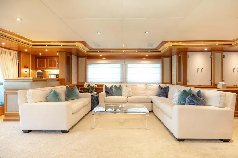 Emotion 2 Yacht Photos Pics Luxurious 2007 CRN Motor Yacht interior with elegant seating and modern decor.