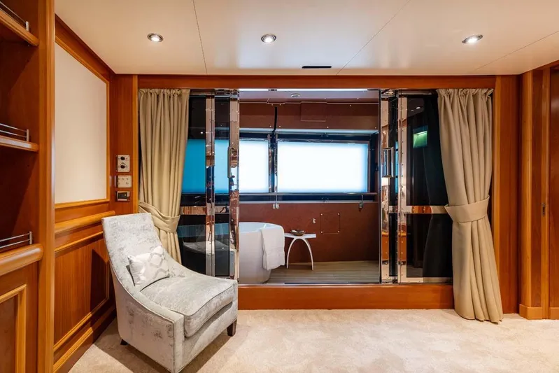 Emotion 2 Yacht Photos Pics Luxurious 2007 CRN motor yacht interior with elegant seating and modern design elements.