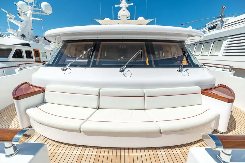 Emotion 2 Yacht Photos Pics Luxurious 2007 CRN Motor Yacht with sleek design and spacious deck seating.