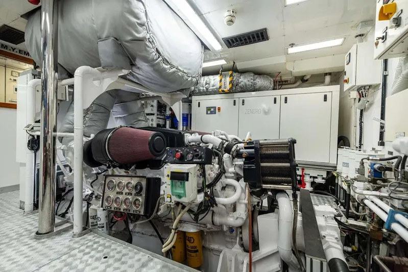Emotion 2 Yacht Photos Pics Engine room of a 2007 CRN Motor Yacht, featuring advanced machinery and equipment.