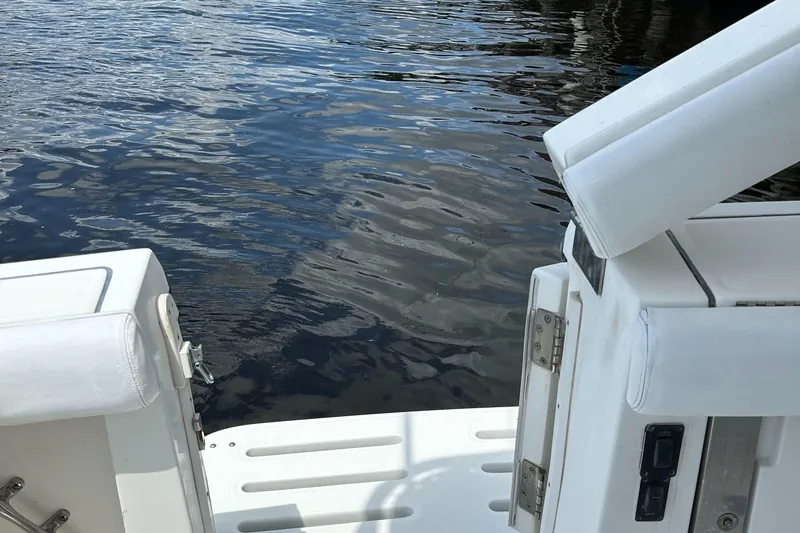  Yacht Photos Pics Tiara Yachts 3700 Open 2000 model, white deck, near water.