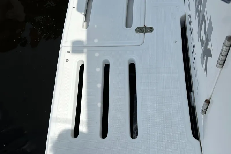  Yacht Photos Pics Tiara Yachts 3700 Open 2000 model swim platform with slotted design.