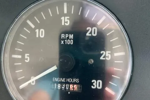  Yacht Photos Pics Close-up of Tiara Yachts 3700 Open tachometer showing RPM and engine hours.