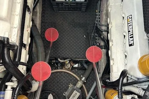  Yacht Photos Pics Engine room of 2000 Tiara Yachts 3700 Open with Caterpillar engines.