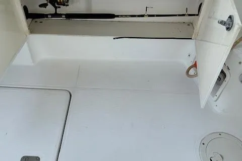  Yacht Photos Pics Tiara Yachts 3700 Open 2000 model, interior deck view with storage compartments.