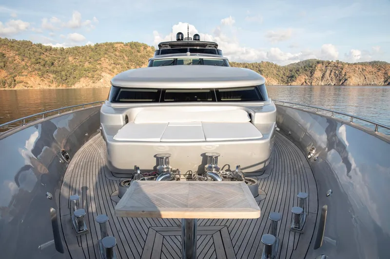  Yacht Photos Pics Luxurious 2009 Canados 110 yacht with sleek design, cruising on calm waters.