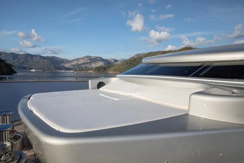  Yacht Photos Pics Luxury Canados 110 yacht deck with scenic mountain and sea view, 2009 model.