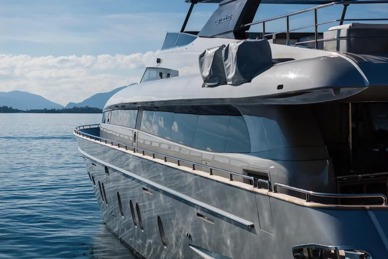  Yacht Photos Pics Luxury Canados 110 yacht from 2009 on calm waters.