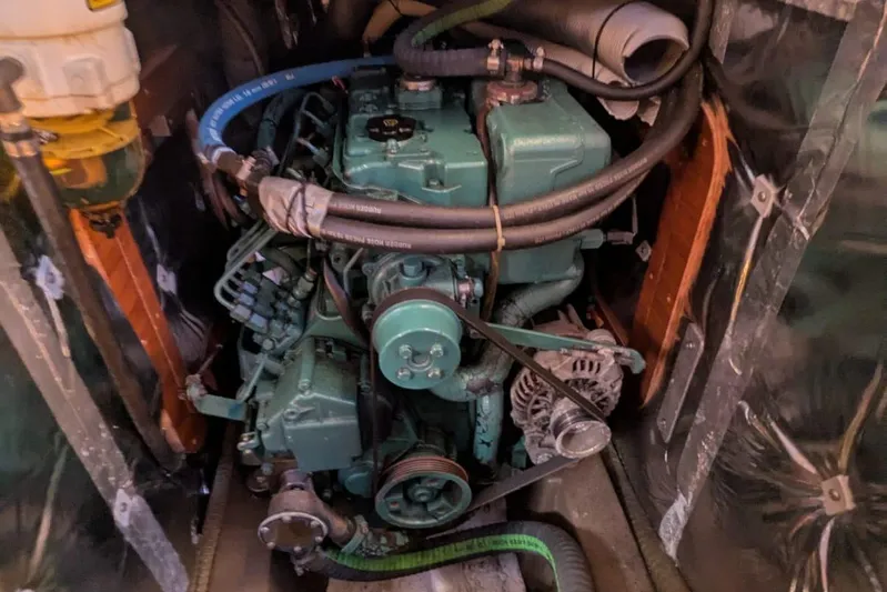  Yacht Photos Pics Engine compartment of a 2006 Grand Soleil 50 sailboat, showcasing mechanical components.