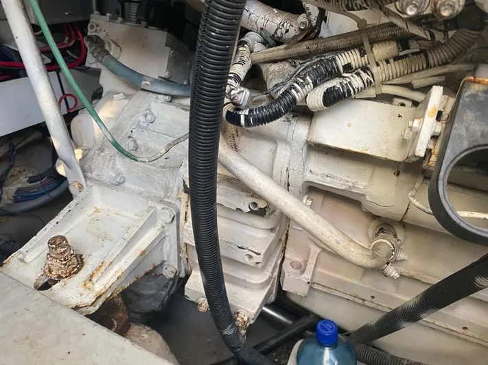  Yacht Photos Pics Engine compartment of a 2006 Sea Ray 48 Sundancer with visible wiring and components.