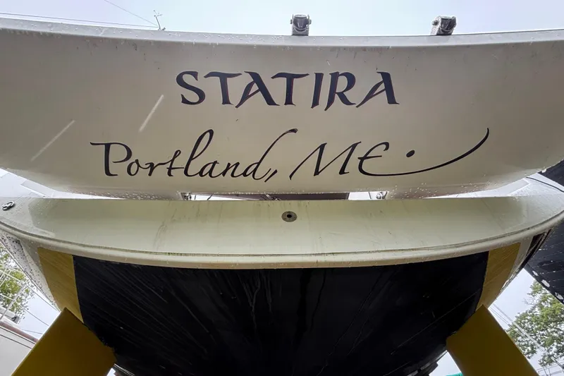 Statira Yacht Photos Pics 2017 Jeanneau Sun Odyssey 389 sailboat named Statira, Portland, ME, stern view.