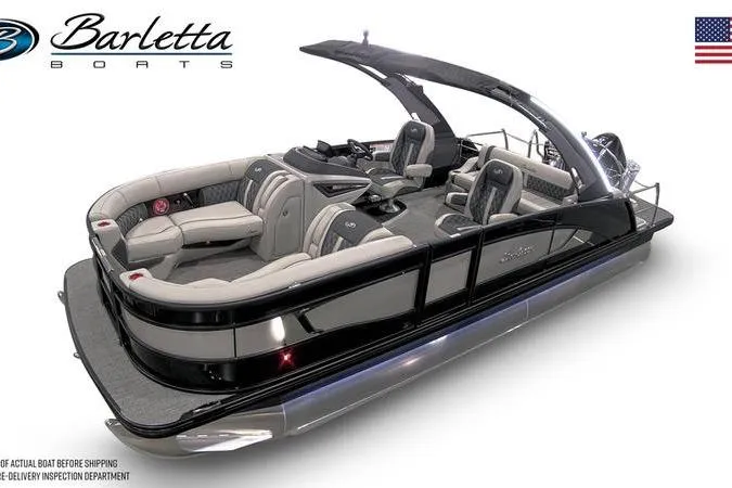  Yacht Photos Pics 2026 Barletta Lusso 23UCA luxury pontoon boat with sleek design and spacious seating.