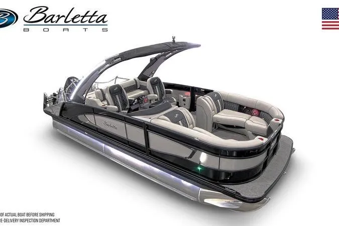  Yacht Photos Pics 2026 Barletta Lusso 23UCA luxury pontoon boat with sleek design and spacious seating.