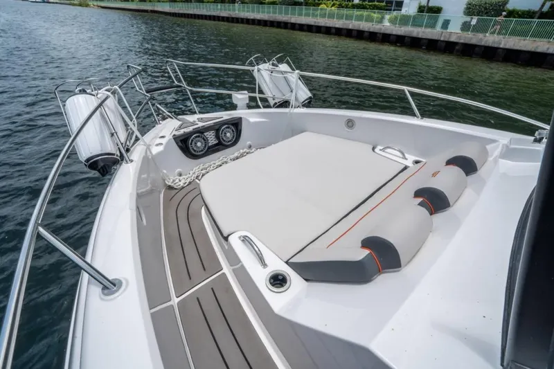  Yacht Photos Pics 2026 Granfort 37 GTX boat deck with cushioned seating and water view.