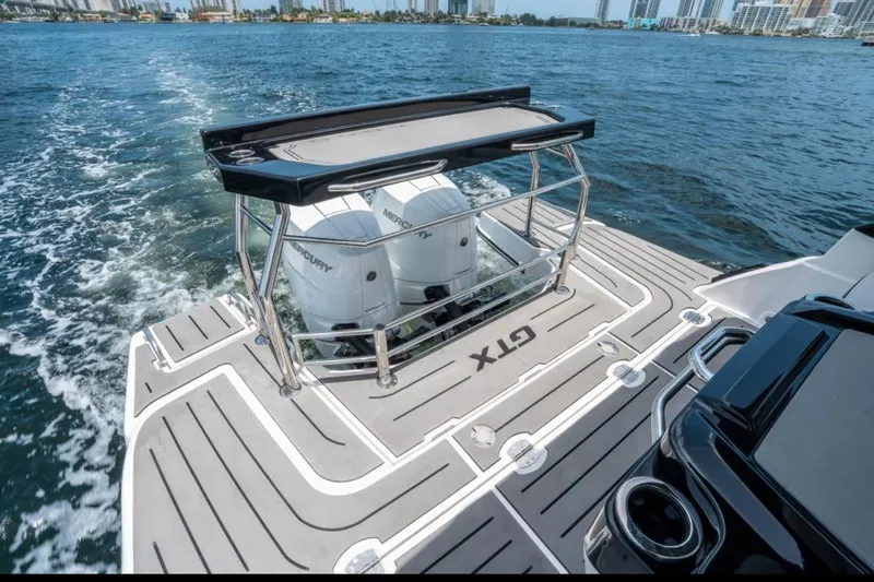  Yacht Photos Pics Granfort 37 GTX 2026 boat with dual Mercury engines on open water.