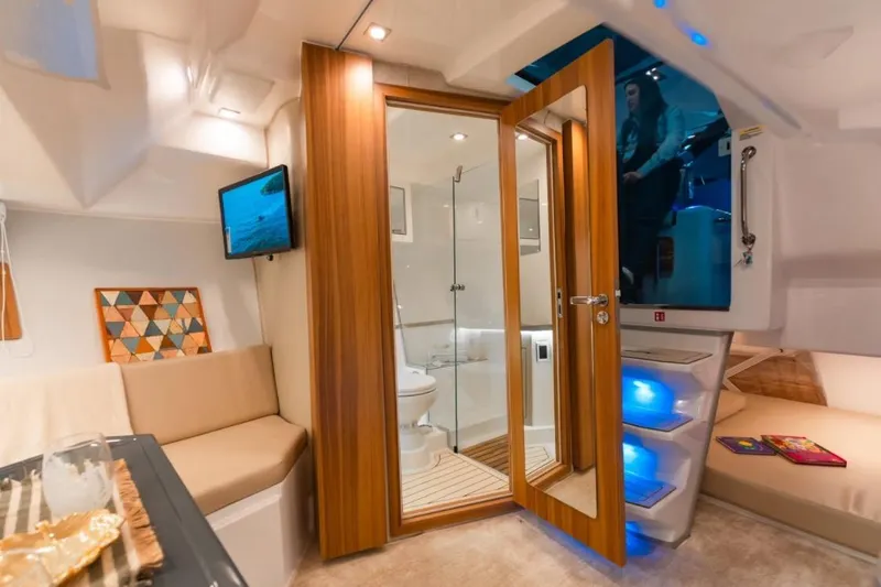  Yacht Photos Pics Luxurious interior of 2026 Granfort 37 GTX yacht with modern amenities and elegant design.