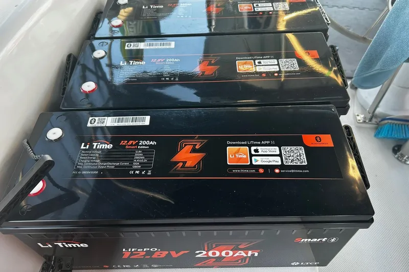 Simpatico Yacht Photos Pics LiFePO4 batteries on a 1999 Catalina 42 MkII sailboat, 12.8V 200Ah capacity.