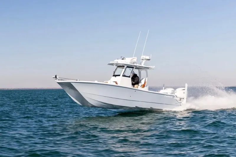 Brand New Yacht Photos Pics Freeman 42 LR boat cruising on open water, 2025 model.