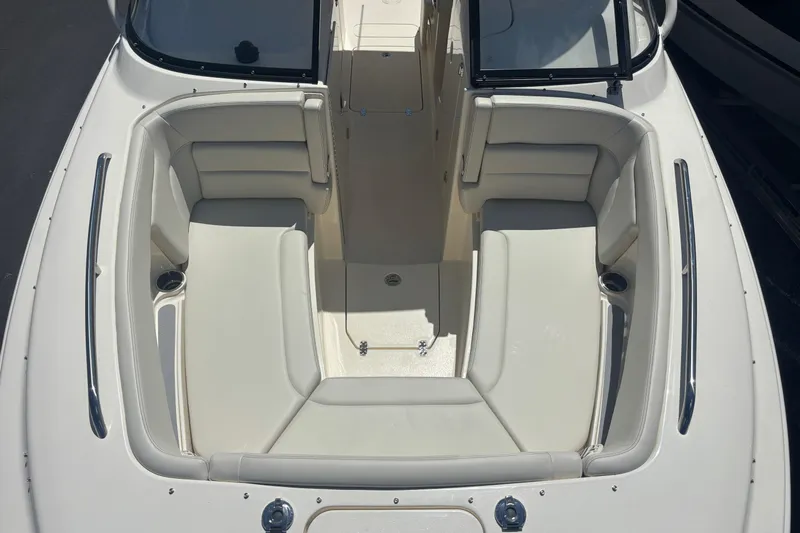  Yacht Photos Pics 2026 Scout 255 Dorado boat interior with spacious seating and cup holders.
