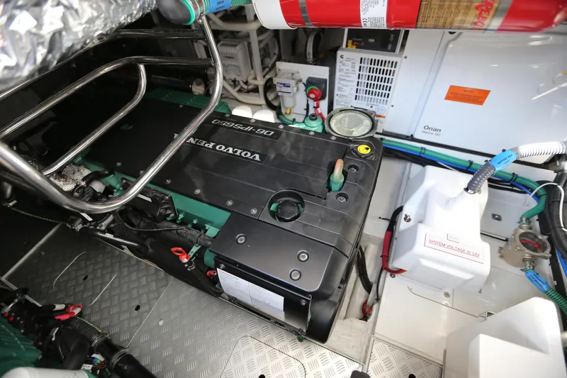 Ytf 002 Yacht Photos Pics Engine room of 2024 Princess F45 yacht featuring Volvo Penta engine.