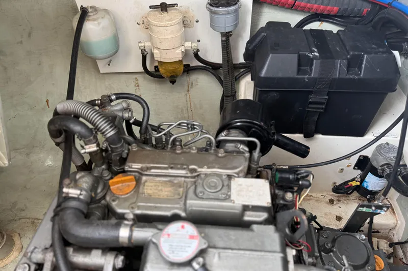 Sweet 2 Bad Yacht Photos Pics Engine compartment of a 2016 Leopard 404 with visible components and wiring.