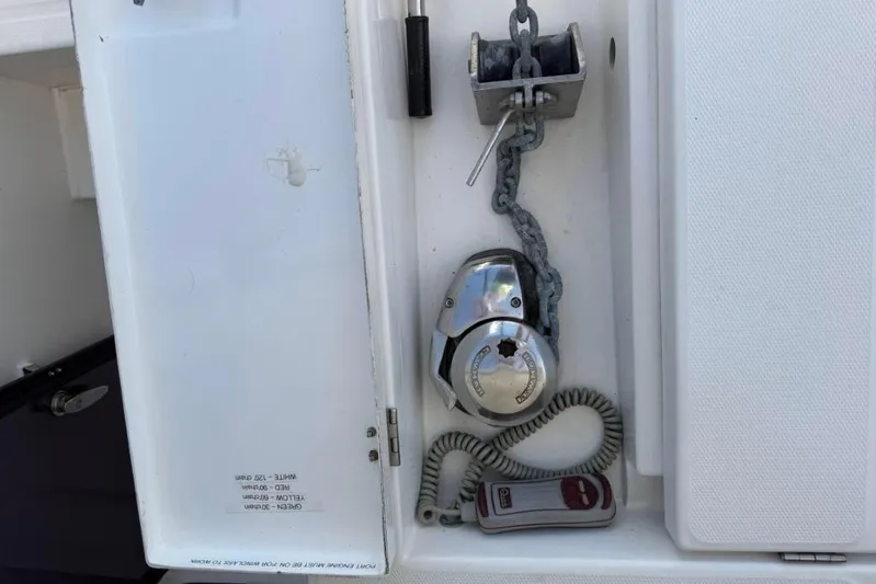 Sweet 2 Bad Yacht Photos Pics Anchor chain and winch system on a 2016 Leopard 404 boat.