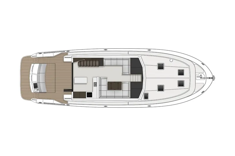 True North Yacht Photos Pics Manufacturer Provided Image: Top view of 2020 Maritimo M59 yacht floor plan.