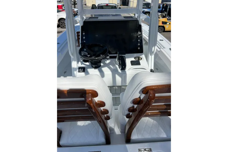  Yacht Photos Pics 2025 Barker Boatworks 26 Open helm with modern controls and seating.