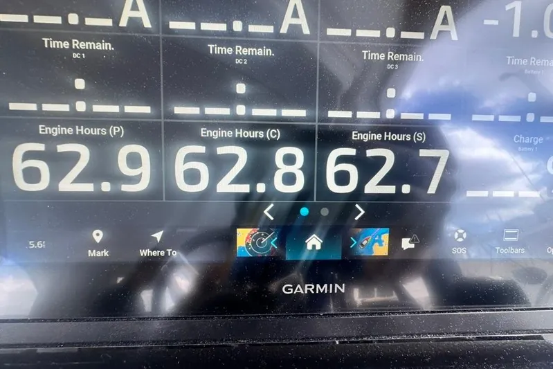  Yacht Photos Pics Garmin display showing engine hours for Beneteau Antares 12, 2025 model.