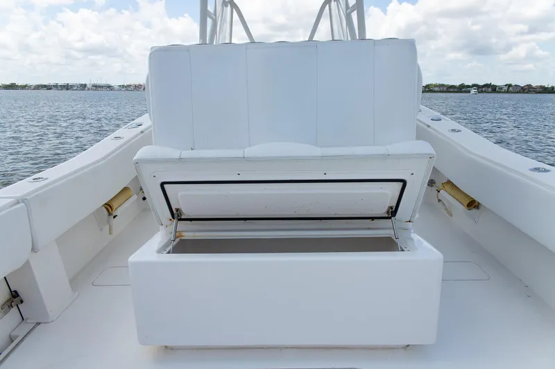  Yacht Photos Pics 2015 Invincible 36 Open Fisherman boat with open storage compartment on deck.