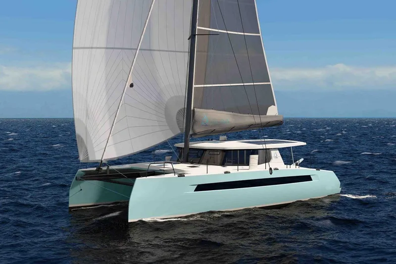  Yacht Photos Pics 2026 Balance Catamaran 464 sailing on open sea with full sails.