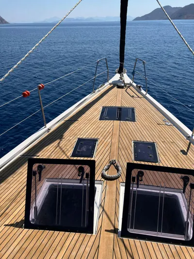 Southern Cross Yacht Photos Pics Dufour 560 Grand Large 2015 yacht deck with ocean view and clear sky.