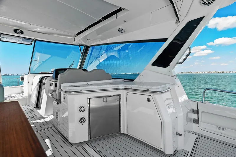  Yacht Photos Pics Luxurious 2020 Aquila 36 yacht interior with sleek design and ocean view.