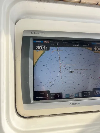 Series 60, Repainted Yacht Photos Pics Garmin GPS map on Ocean Yachts 48 Convertible, year 2000.